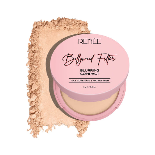 RENEE Bollywood Filter Pore Minimising Blurring Compact With Matte Finish & Full Coverage, 9 g