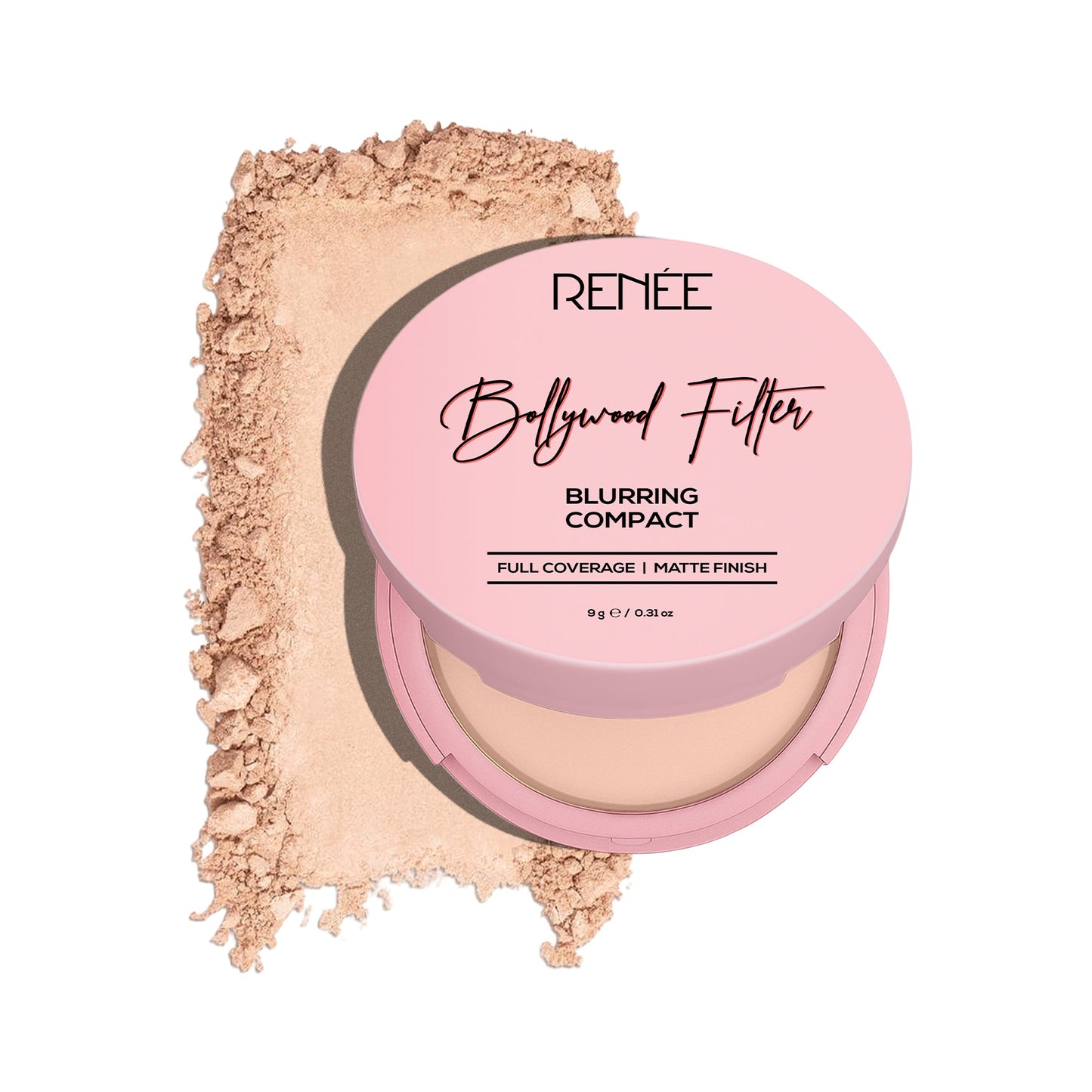 RENEE Bollywood Filter Pore Minimising Blurring Compact With Matte Finish & Full Coverage, 9 g