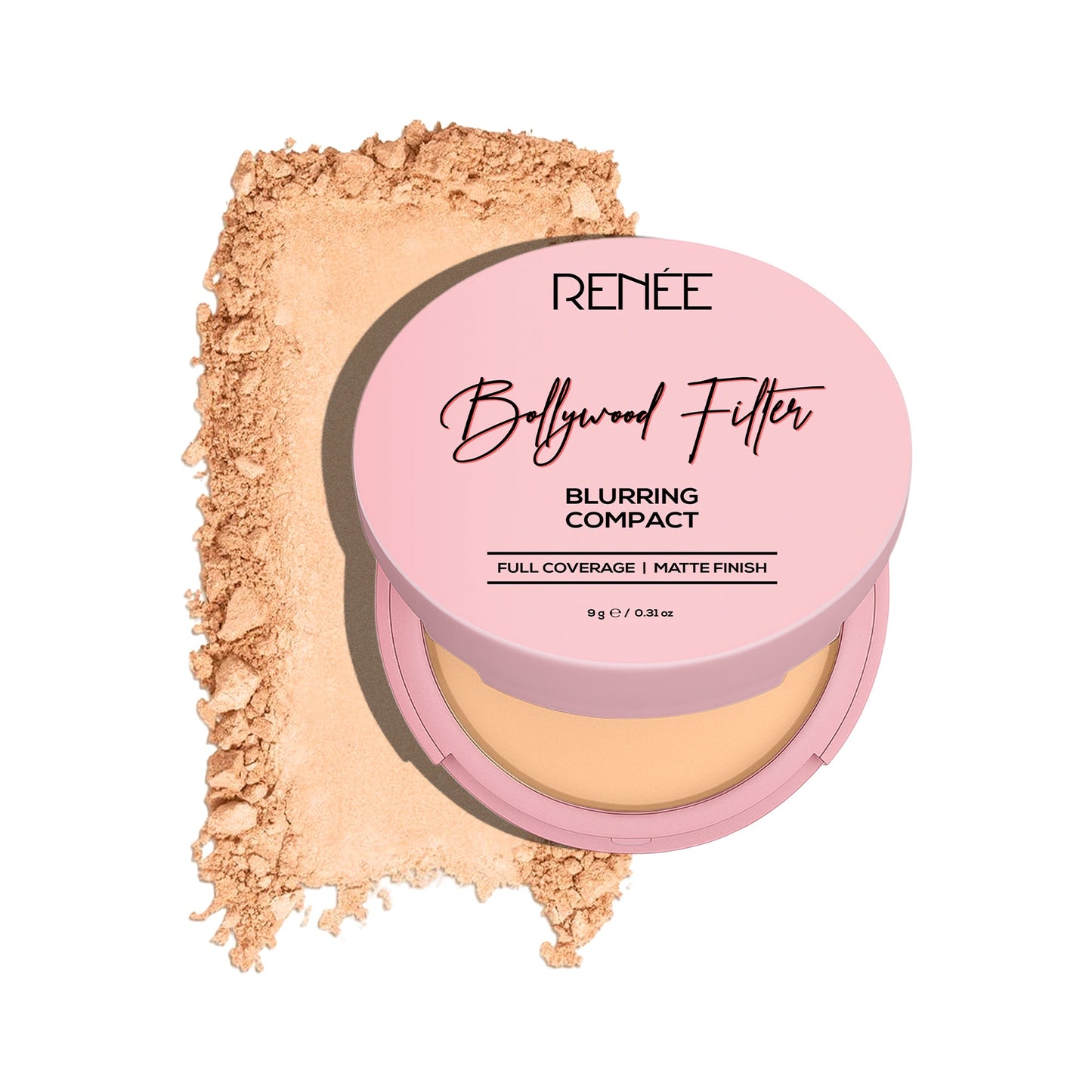 RENEE Bollywood Filter Pore Minimising Blurring Compact With Matte Finish & Full Coverage, 9 g