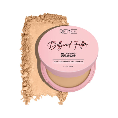 RENEE Bollywood Filter Pore Minimising Blurring Compact With Matte Finish & Full Coverage, 9 g