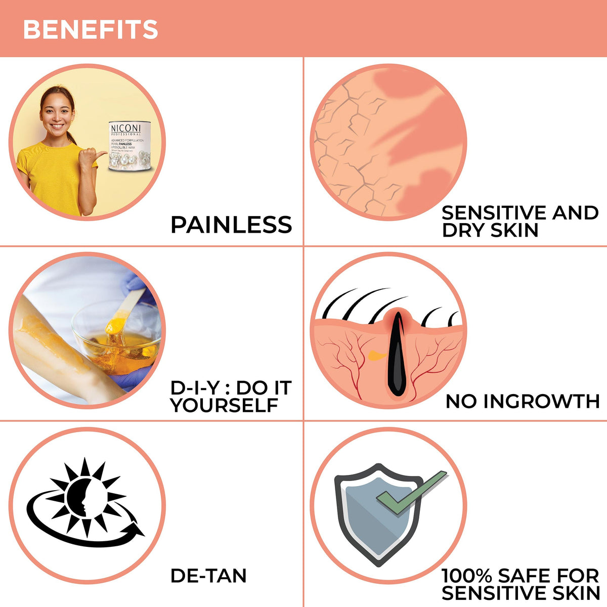 NICONI Painless Liposoluble Wax for Hair Removal (Pearl) 700gms