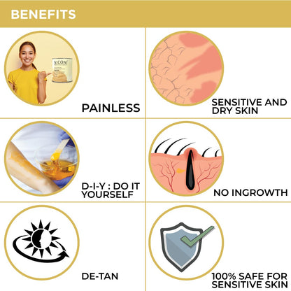 NICONI Painless Liposoluble Hair Removal Wax (White Chocolate) 700gms
