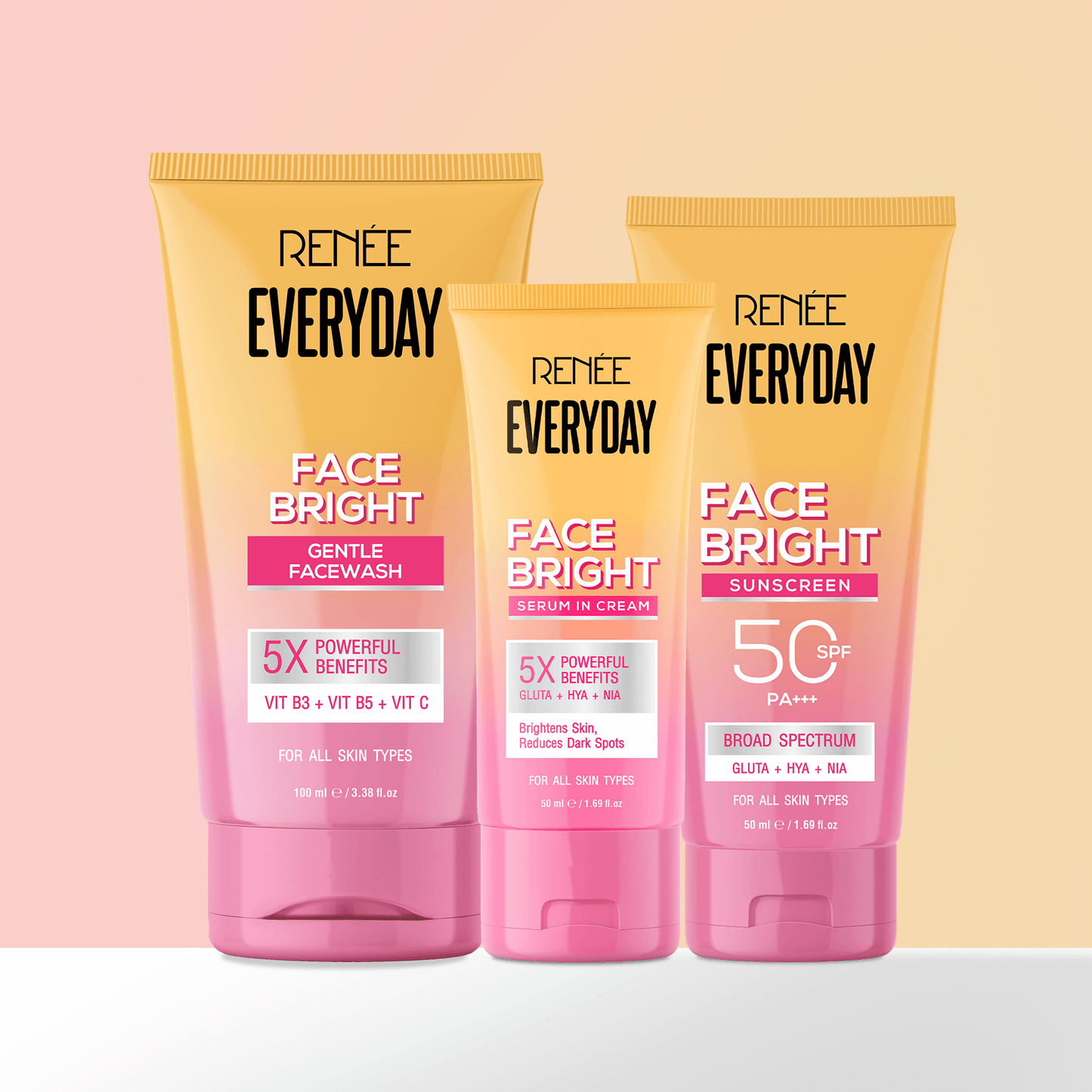 RENEE Everyday Face Bright Brightening Sunscreen With Niacinamide | In-Vivo Tested SPF 50 PA+++, 50ml