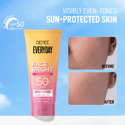 RENEE Everyday Face Bright Skincare Combo With Face Wash, Serum In Cream & In-Vivo Tested Sunscreen SPF 50 PA+++