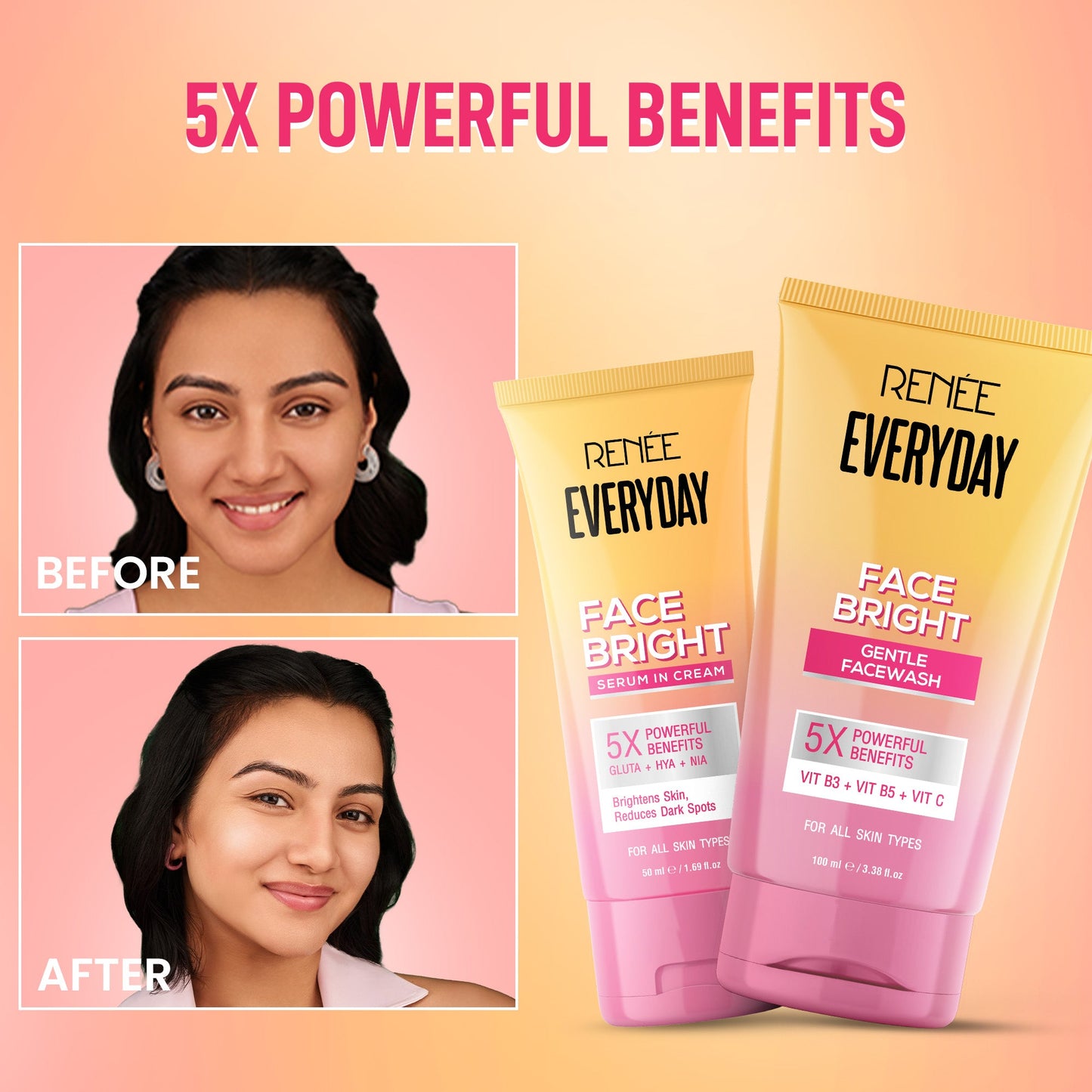 Go Bright 3-in-1 Skincare Set – Facewash, Scrub Soap & Face Cream for Glowing, Even-Toned & Tan-Free Skin