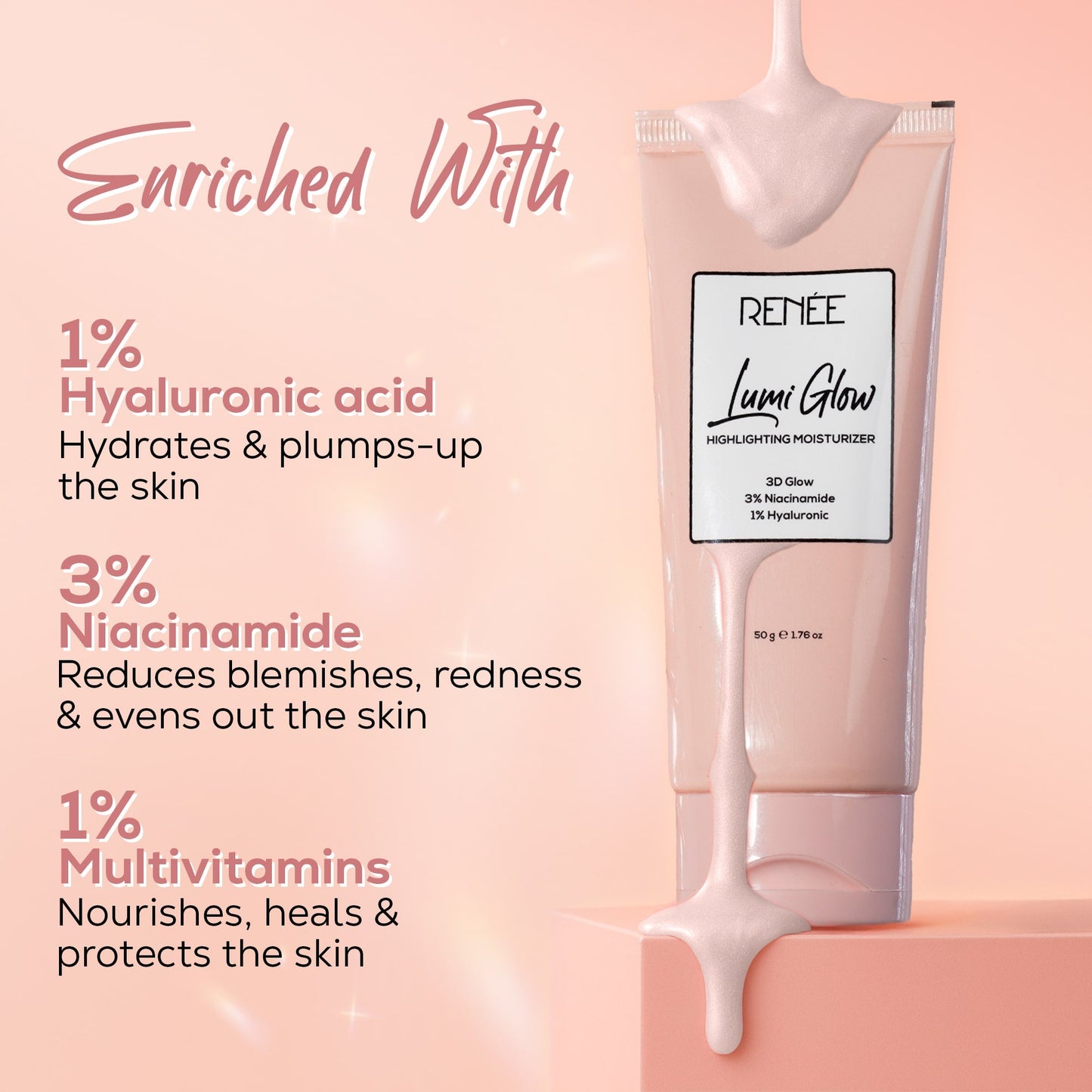 RENEE Lumi Glow Highlighting Moisturizer Cream, 50g