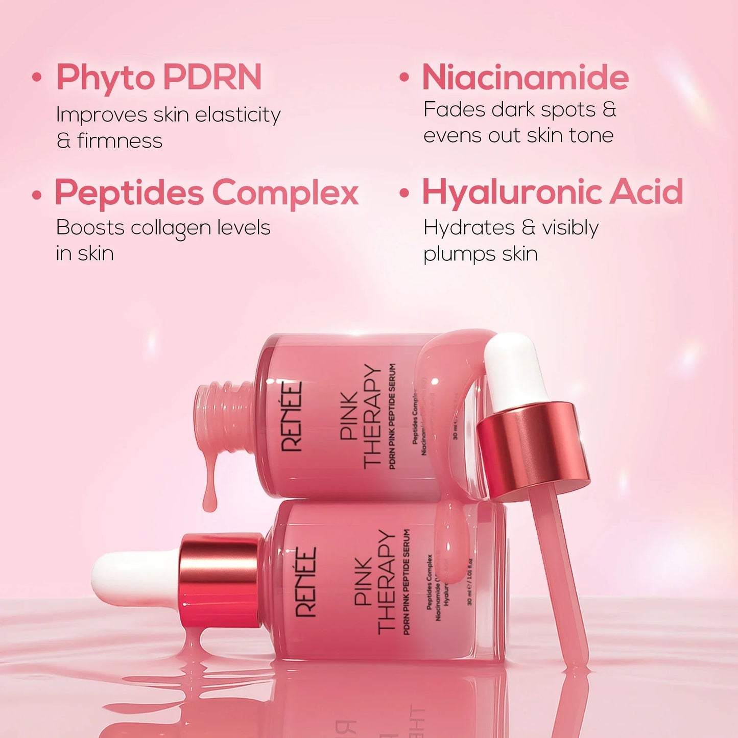 RENEE Pink Therapy PDRN Pink Peptide Serum For Hydrated & Radiant Skin, 30 ml