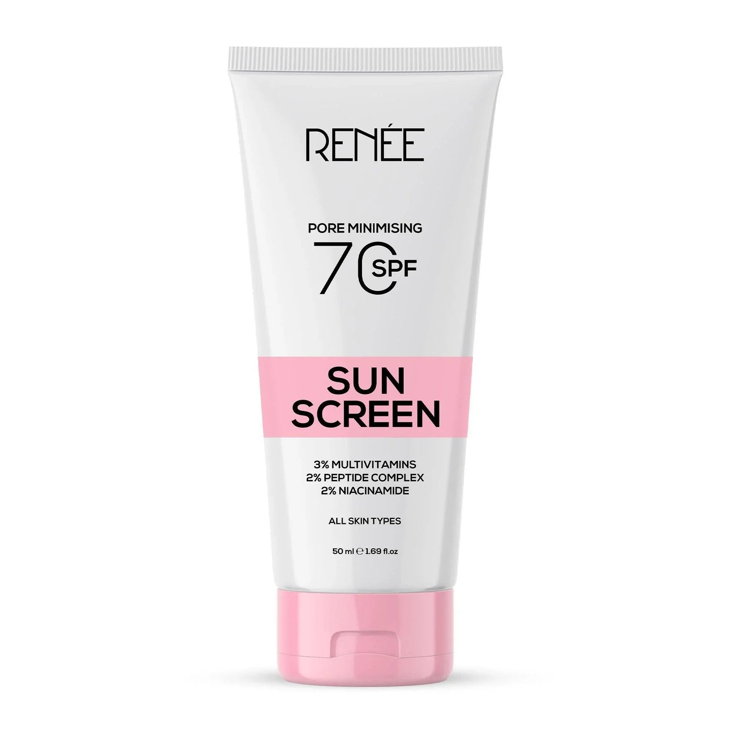 RENEE Pore Minimizing Sunscreen SPF 70 With 2% Niacinamide, 2% Peptide Complex & 3% Multivitamins, 50Ml