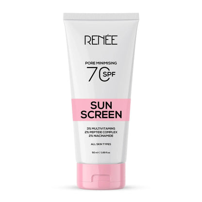RENEE Pore Minimizing Sunscreen SPF 70 With 2% Niacinamide, 2% Peptide Complex & 3% Multivitamins, 50Ml
