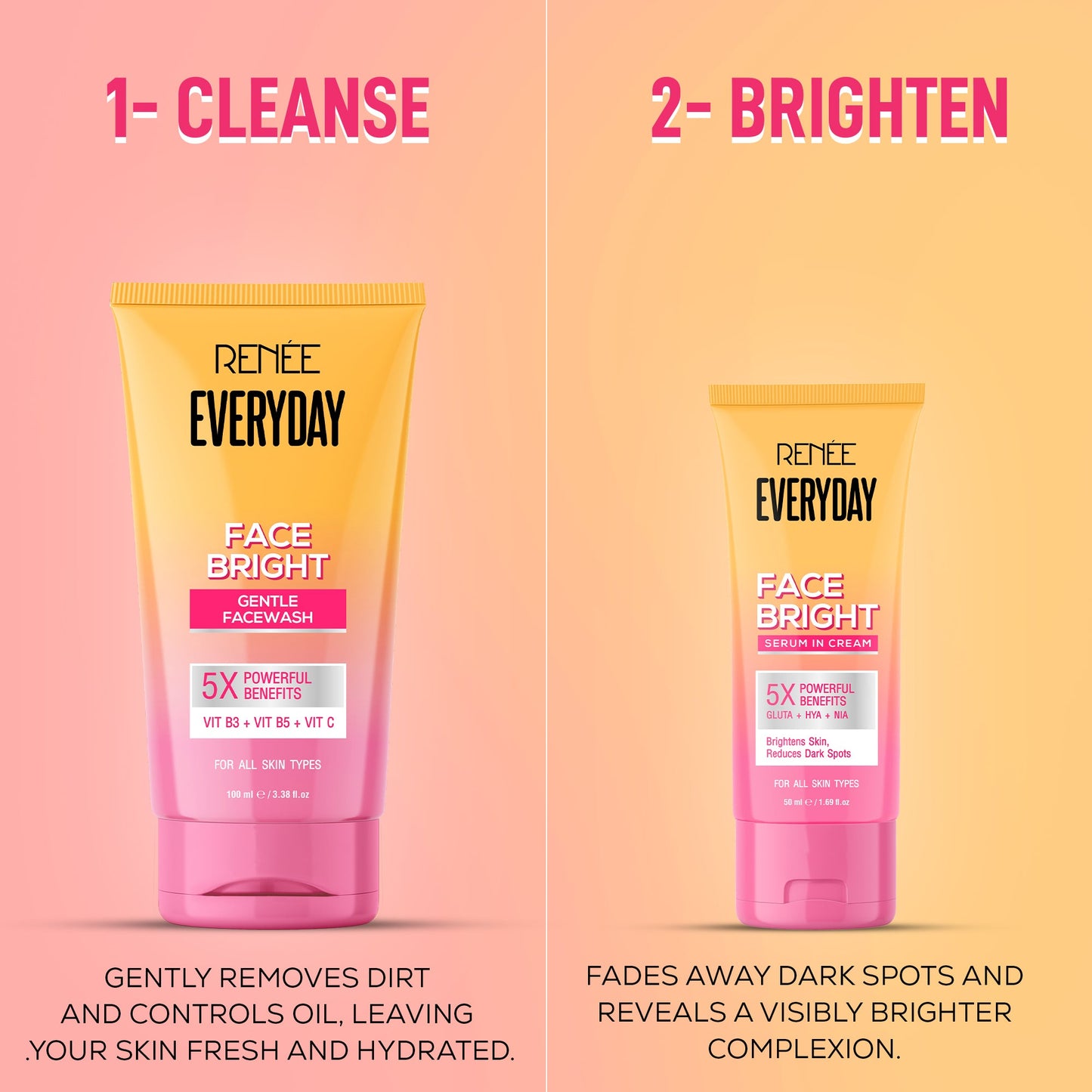 RENEE Everyday Face Bright Serum In Cream For Clear, Bright Skin, Pack of 2