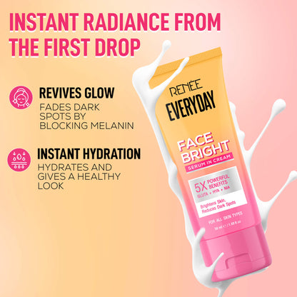 RENEE Everyday Face Bright Complete Skincare Combo With Face Wash, Illuminating Serum, Serum In Cream & In-Vivo Tested Sunscreen SPF 50 PA+++